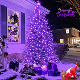 LED White Christmas Lights Outdoor, String Lights Plug in | Extendable, 8 Modes Christmas Tree Light, Timer, Durable, for Room Garden Patio Porch Wedding Christmas Halloween Decoration - Purple - Size 30m 300-LED Light String with 3m Extension Cable