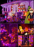 Solar String Lights Outdoor, 2 Pack LED Solar Outdoor Lights | Solar Fairy Lights with 8 Lighting Modes, Waterproof Solar Christmas Halloween  Lights for Outside Tree Garden Balcony Gazebo Party - Orange Purple - Size 40ft 100-LED String Light