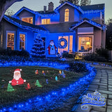 LED White Christmas Lights Outdoor, String Lights Plug in | Extendable, 8 Modes Christmas Tree Light, Timer, Durable, for Room Garden Patio Porch Wedding Christmas Halloween Decoration - Blue - Size 50m 500-LED Light String with 3m Extension Cable