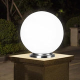 25cm Diameter Solar Globe Post Lights Lamp Post Light Fixture Modern Pillar Outside Lighting Auto On/Off White Acrylic Ball Lamp Post Light Fixture, Waterproof Solar Lights for Outside Garden Porch - White - Size 25cm