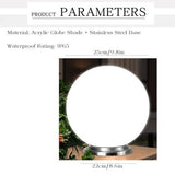 25cm Diameter Solar Globe Post Lights Lamp Post Light Fixture Modern Pillar Outside Lighting Auto On/Off White Acrylic Ball Lamp Post Light Fixture, Waterproof Solar Lights for Outside Garden Porch - White - Size 25cm