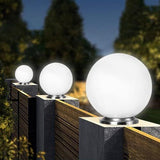 30cm Diameter  Solar Globe Post Lights Lamp Post Light Fixture Modern Pillar Outside Lighting Auto On/Off White Acrylic Ball Lamp Post Light Fixture, Waterproof Solar Lights for Outside Garden Porch - White - Size 30cm