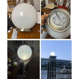40cm Diameter Solar Globe Post Lights Lamp Post Light Fixture Modern Pillar Outside Lighting Auto On/Off White Acrylic Ball Lamp Post Light Fixture, Waterproof Solar Lights for Outside Garden Porch - White - Size 40cm