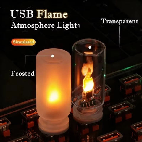 2 Pack USB LED Night Light, Portable Touch-Control Flame Atmosphere Lamp for Car, Bedroom, Camping, and Parties, USB-Powered, Realistic Flame Design, Ideal for Vehicle & Home Décor