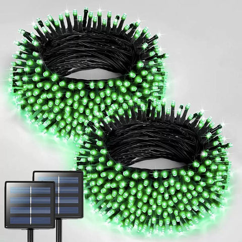 Solar String Lights Outdoor, 2 Pack LED Solar Outdoor Lights | Solar Fairy Lights with 8 Lighting Modes, Waterproof Solar Christmas Halloween  Lights for Outside Tree Garden Balcony Gazebo Party - Green - Size 22ft 30-LED String Light
