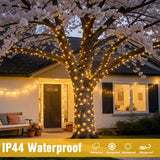 LED White Christmas Lights Outdoor, String Lights Plug in | Extendable, 8 Modes Christmas Tree Light, Timer, Durable, for Room Garden Patio Porch Wedding Christmas Halloween Decoration - Yellow - Size 100m 1000-LED Light String with 3m Extension Cable