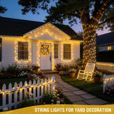 LED White Christmas Lights Outdoor, String Lights Plug in | Extendable, 8 Modes Christmas Tree Light, Timer, Durable, for Room Garden Patio Porch Wedding Christmas Halloween Decoration - Yellow - Size 100m 800-LED Light String with 3m Extension Cable