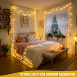 LED White Christmas Lights Outdoor, String Lights Plug in | Extendable, 8 Modes Christmas Tree Light, Timer, Durable, for Room Garden Patio Porch Wedding Christmas Halloween Decoration - Yellow - Size 30m 300-LED Light String with 3m Extension Cable