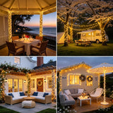 LED White Christmas Lights Outdoor, String Lights Plug in | Extendable, 8 Modes Christmas Tree Light, Timer, Durable, for Room Garden Patio Porch Wedding Christmas Halloween Decoration - Yellow - Size 50m 500-LED Light String with 3m Extension Cable