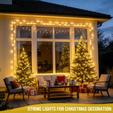 LED White Christmas Lights Outdoor, String Lights Plug in | Extendable, 8 Modes Christmas Tree Light, Timer, Durable, for Room Garden Patio Porch Wedding Christmas Halloween Decoration - Yellow - Size 50m 500-LED Light String with 3m Extension Cable