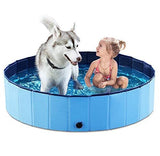 48*12in Foldable Dog Pet Bath Pool Collapsible Dog Pet Pool Bathing Tub Teen Pool Doggie Wading Pool for Puppy Small Medium Large Dogs Cats and Teen - Blue - Size 48*12in