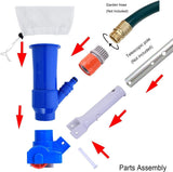 Jet Vacuum W/ 6 Section Poles of 57" for Frame Aboveground/Inflatable Pool Spa, No Electric Power Needed, Use Garden Hose Water Pressure to Vacuum