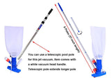Jet Vacuum W/ 6 Section Poles of 57" for Frame Aboveground/Inflatable Pool Spa, No Electric Power Needed, Use Garden Hose Water Pressure to Vacuum