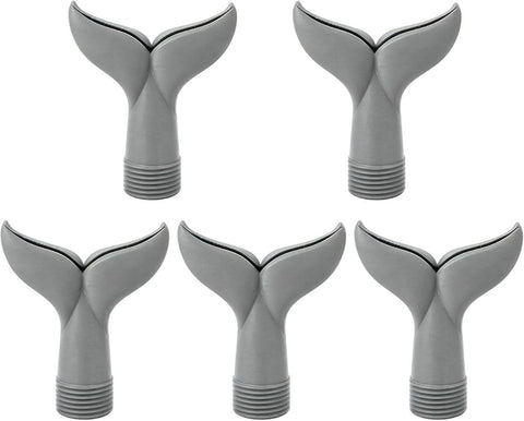 5-Piece Threaded Pool Fountain Nozzle Set for Water Feature Display, 5 Piece Fishtail Heads for Poolside Display Areas Pool Fountain Nozzle Fishtail Head Water Feature Decorative Backyard Threaded Head Set - Gray - Size 95mm