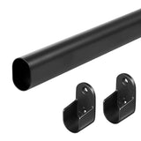 18-63" Oval Closet Rod for Hanging Clothes Adjustable Closet Rods Heavy Duty Black Poles Bar Closet Rod Expandable for Wardrobes Laundry RV - Black