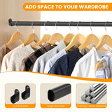 18-75" Oval Closet Rod for Hanging Clothes Adjustable Closet Rods Heavy Duty Black Poles Bar Closet Rod Expandable for Wardrobes Laundry RV - Black