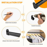 18-87" Oval Closet Rod for Hanging Clothes Adjustable Closet Rods Heavy Duty Black Poles Bar Closet Rod Expandable for Wardrobes Laundry RV - Black
