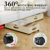 2 Pack Under Bed Storage with Wheels, Under Bed Storage Containers with Adjustable Dividers & Clear Lid, Rolling Underbed Organizer Bins Drawer for Clothes, Shoes, Blankets - Black - Size 30.3 x 16 x 6.7 inches