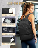 Backpack for Women Men,Cheer bag,Lightweight Gym Bag with Shoe Compartment, Waterproof Sports Backpack with Wet Pocket - Black - Size 46*34cm