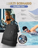 Backpack for Women Men,Cheer bag,Lightweight Gym Bag with Shoe Compartment, Waterproof Sports Backpack with Wet Pocket - Black - Size 46*34cm