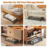 Under Bed Storage with Wheels,XXL 60L Under Bed Storage Containers with Clear Lids, Rolling Under Bed Metal Drawer for Clothes, Shoes,Toys - Black - Size 60L