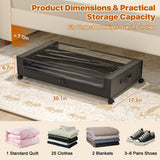 Under Bed Storage with Wheels,XXL 60L Under Bed Storage Containers with Clear Lids, Rolling Under Bed Metal Drawer for Clothes, Shoes,Toys - Gray - Size 60L