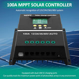 MPPT 36V/48V/24V/12V Solar Charge Controller Tools LCD Dual USB Lead Acid Lithium Batteries Quick Charger - Black - Size 60A