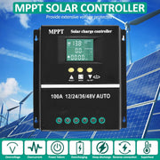 MPPT 36V/48V/24V/12V Solar Charge Controller Tools LCD Dual USB Lead Acid Lithium Batteries Quick Charger - Black - Size 80A