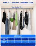 17-28" Closet Rods for Hanging Clothes, Stepless Adjustable Metal Closet Rod, 1.3 Inches Heavy Duty Clothes Hanging Rod for Closet Wardrobes Laundry RV - White