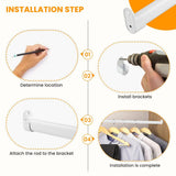 18-52" Oval Closet Rod for Hanging Clothes Adjustable Closet Rods Heavy Duty Black Poles Bar Closet Rod Expandable for Wardrobes Laundry RV - White