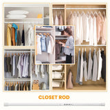 18-52" Oval Closet Rod for Hanging Clothes Adjustable Closet Rods Heavy Duty Black Poles Bar Closet Rod Expandable for Wardrobes Laundry RV - White