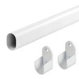 18-63" Oval Closet Rod for Hanging Clothes Adjustable Closet Rods Heavy Duty Black Poles Bar Closet Rod Expandable for Wardrobes Laundry RV - White