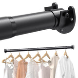 17-52" Closet Rods for Hanging Clothes, Stepless Adjustable Metal Closet Rod, 1.3 Inches Heavy Duty Clothes Hanging Rod for Closet Wardrobes Laundry RV - Black