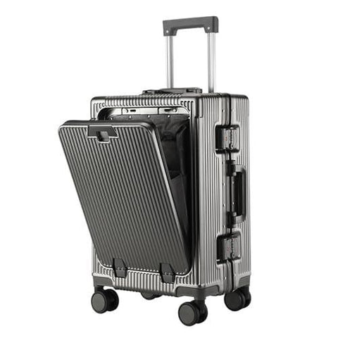 Carry on Suitcase Lightweight Travel Cabin Suitcase Suit Cases Zipperless Luggage 20 Inch with Laptop Compartmen Wheels Cup Holder - Gray - Size 20in