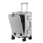 Darrahopens Home & Garden > Travel > Suitcases Carry on Suitcase Lightweight Travel Cabin Suitcase Suit Cases Zipperless Luggage 20 Inch with Laptop Compartmen Wheels Cup Holder - Silver - Size 20in In Australia - Darrahopens
