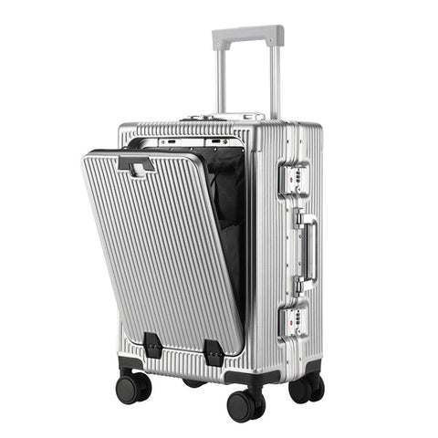 Carry on Suitcase Lightweight Travel Cabin Suitcase Suit Cases Zipperless Luggage 20 Inch with Laptop Compartmen Wheels Cup Holder - Silver - Size 20in In Australia - Darrahopens