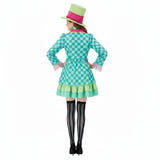 Hatter Costume Women Mad Tea Party Halloween Cosplay Dress with Bowtie Top Hat Leggings Mardi Gras Parade Outfits - Green - Size L In Australia - Darrahopens