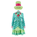 Hatter Costume Women Mad Tea Party Halloween Cosplay Dress with Bowtie Top Hat Leggings Mardi Gras Parade Outfits - Green - Size XL