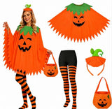 4 PCS Halloween Costume Set for Women Adult, Perfect for Halloween | All-in-One Halloween Costume Set with Double-Sided Poncho, Striped Tights, Candy Bag for Halloween Cosplay In Australia - Darrahopens