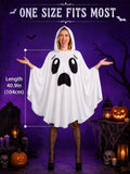 Adult Ghost Costume for Women – White Hooded Ghost Poncho, Spooky Halloween Costume