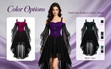 Women Witch Dress Halloween Costumes Vampire Woman Renaissance Medieval Butterfly Sleeve Mesh Gothic Dresses - Black - Size M