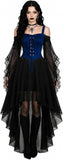 Women Witch Dress Halloween Costumes Vampire Woman Renaissance Medieval Butterfly Sleeve Mesh Gothic Dresses - Blue - Size XXL