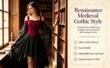 Women Witch Dress Halloween Costumes Vampire Woman Renaissance Medieval Butterfly Sleeve Mesh Gothic Dresses - Blue - Size XXL