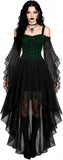 Women Witch Dress Halloween Costumes Vampire Woman Renaissance Medieval Butterfly Sleeve Mesh Gothic Dresses - Green - Size S
