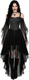 Women Witch Dress Halloween Costumes Vampire Woman Renaissance Medieval Butterfly Sleeve Mesh Gothic Dresses - Gray - Size L