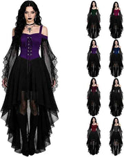Women Witch Dress Halloween Costumes Vampire Woman Renaissance Medieval Butterfly Sleeve Mesh Gothic Dresses - Purple - Size L In Australia - Darrahopens