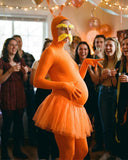 Orange Jumpsuit Ballet Skirt Fake Belly Costume Set Halloween Costume Costume Kids - Orange - Size L