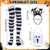 4 Pcs Halloween Ghost Costume Set for Women Adult, Scary Ghost Poncho Headband Striped Stockings Candy Bag for Halloween Cosplay Party In Australia - Darrahopens