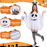 4 Pcs Halloween Ghost Costume Set for Women Adult, Scary Ghost Poncho Headband Striped Stockings Candy Bag for Halloween Cosplay Party In Australia - Darrahopens