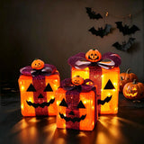 3 Pack Lighted Halloween Pumpkin Gift Boxes, 60 LED Battery Operated Jack O Lantern Decorations with Timer & 8 Modes In Australia - Darrahopens